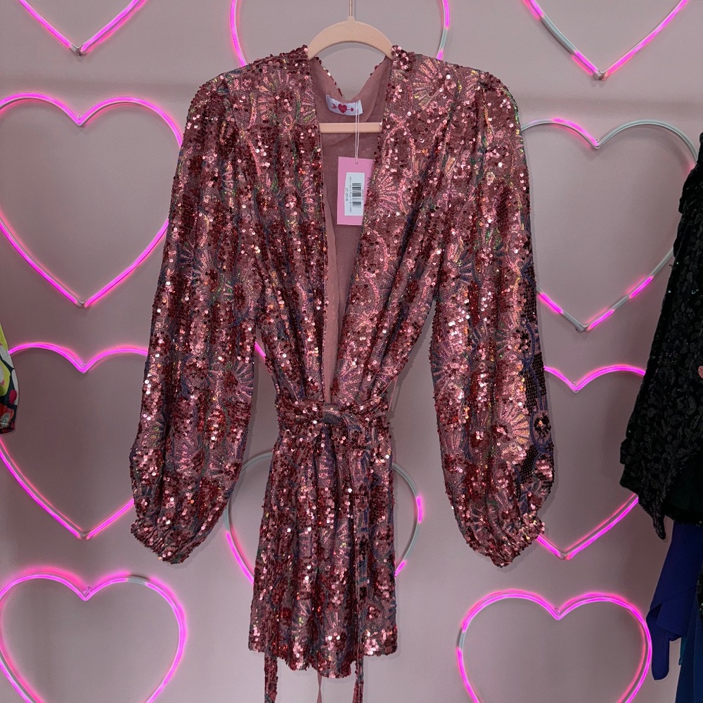 BuddyLove sequin wrap dress